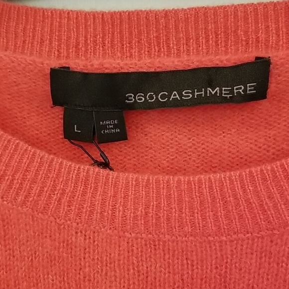 💕360 CASHMERE💕 Camille 100% Cashmere Sweater ~ Raspberry Pink Large L NWT - Picture 13 of 15
